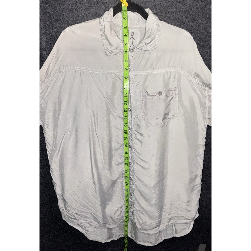 Pete & Greta Grey Shirt XS Extra Small Long Sleeve Rolled Up Button Top Cupra - Picture 8 of 9